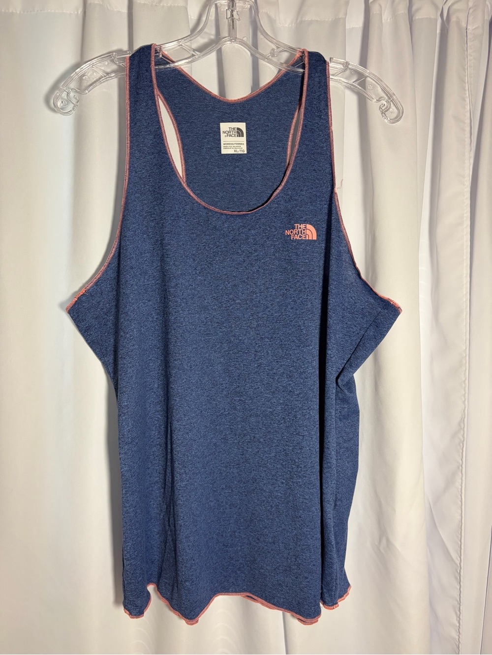 THE NORTH FACE Blue Tank Top with Pink Whipstitch Edge size XL